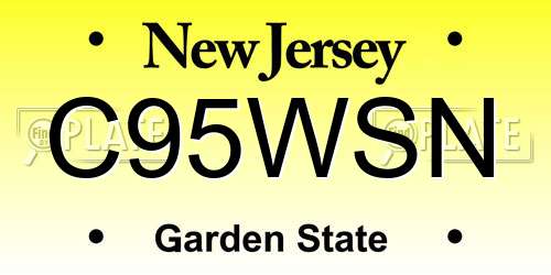 C95WSN New Jersey License Plate