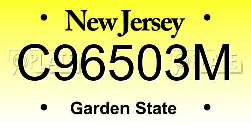 C96503M New Jersey License Plate