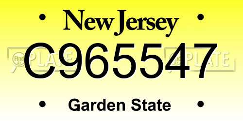 C965547 New Jersey License Plate