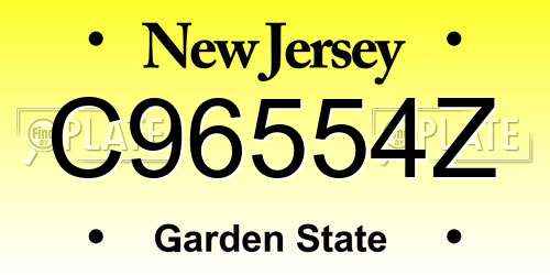 C96554Z New Jersey License Plate
