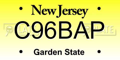 C96BAP New Jersey License Plate