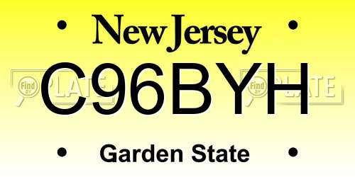 C96BYH New Jersey License Plate