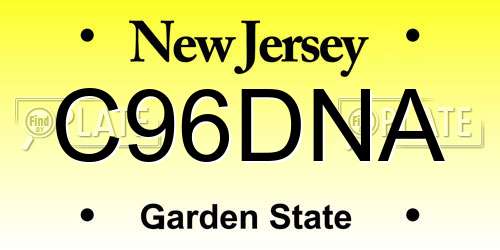 C96DNA New Jersey License Plate
