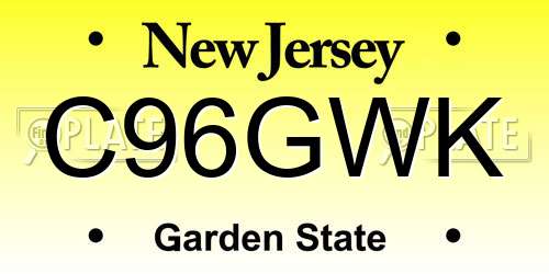 C96GWK New Jersey License Plate