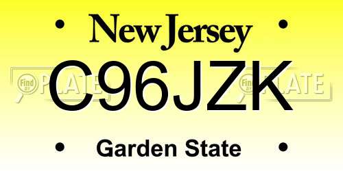 C96JZK New Jersey License Plate