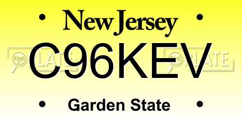 C96KEV New Jersey License Plate