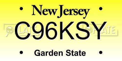 C96KSY New Jersey License Plate