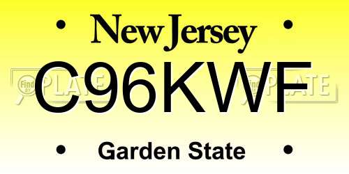 C96KWF New Jersey License Plate