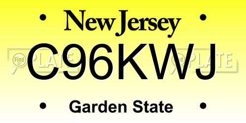 C96KWJ New Jersey License Plate