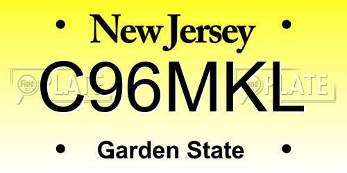 C96MKL New Jersey License Plate