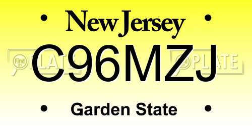 C96MZJ New Jersey License Plate