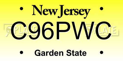 C96PWC New Jersey License Plate