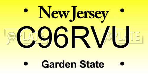 C96RVU New Jersey License Plate