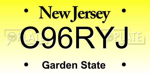 C96RYJ New Jersey License Plate