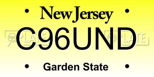 C96UND New Jersey License Plate
