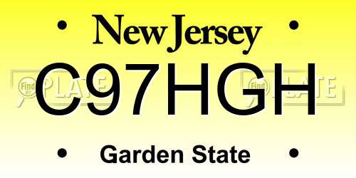 C97HGH New Jersey License Plate