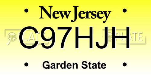 C97HJH New Jersey License Plate