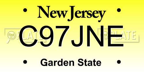 C97JNE New Jersey License Plate