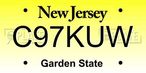 C97KUW New Jersey License Plate