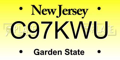 C97KWU New Jersey License Plate