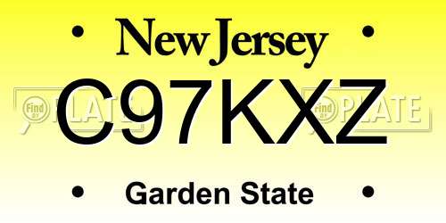 C97KXZ New Jersey License Plate