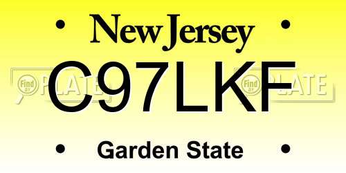 C97LKF New Jersey License Plate
