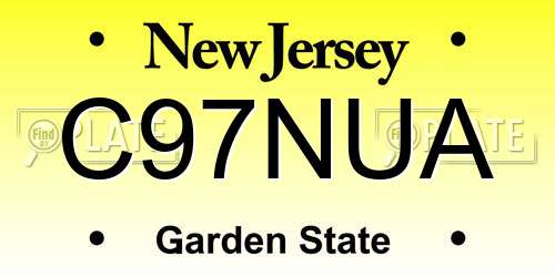 C97NUA New Jersey License Plate