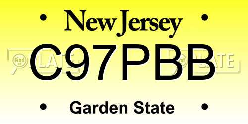 C97PBB New Jersey License Plate