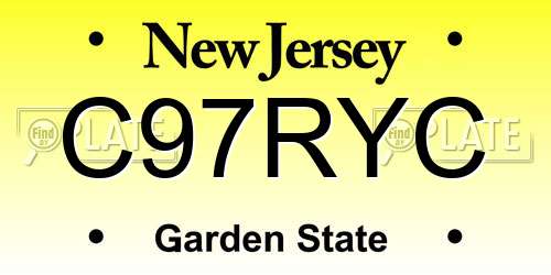 C97RYC New Jersey License Plate