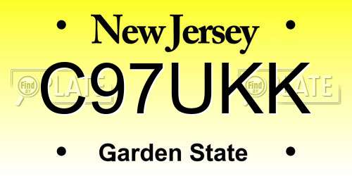 C97UKK New Jersey License Plate