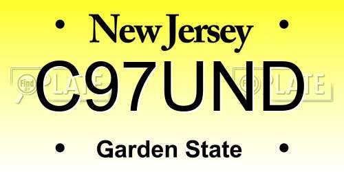 C97UND New Jersey License Plate