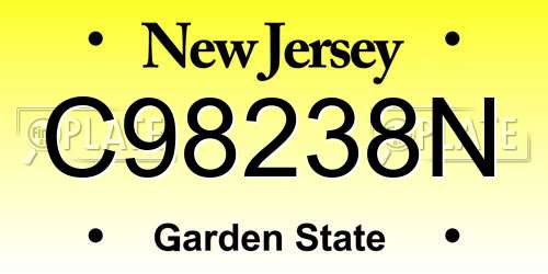 C98238N New Jersey License Plate
