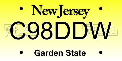 C98DDW New Jersey License Plate