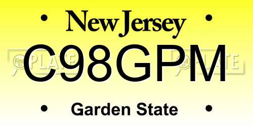 C98GPM New Jersey License Plate