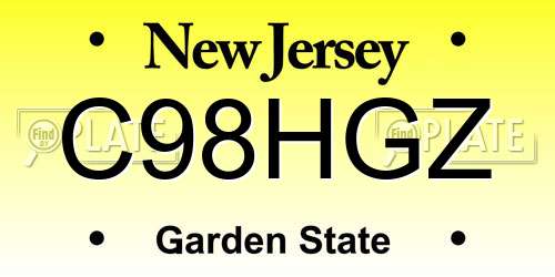 C98HGZ New Jersey License Plate