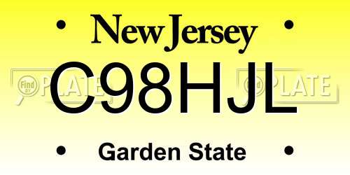 C98HJL New Jersey License Plate