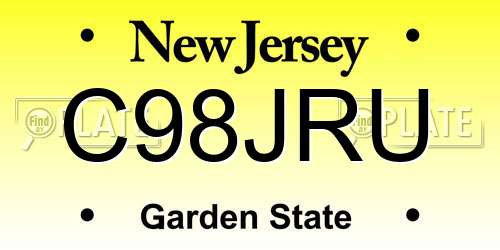 C98JRU New Jersey License Plate