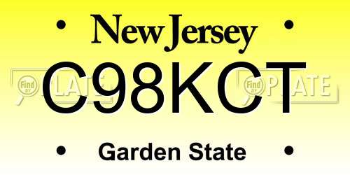 C98KCT New Jersey License Plate