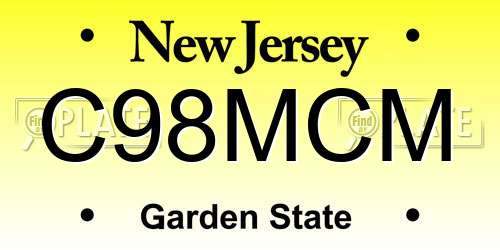 C98MCM New Jersey License Plate