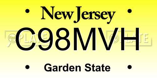 C98MVH New Jersey License Plate