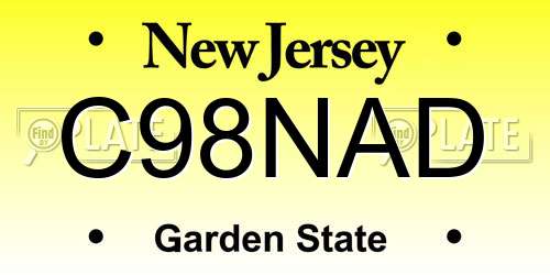 C98NAD New Jersey License Plate