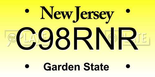 C98RNR New Jersey License Plate