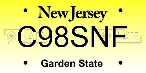 C98SNF New Jersey License Plate