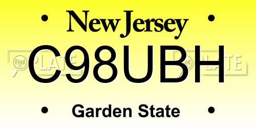 C98UBH New Jersey License Plate