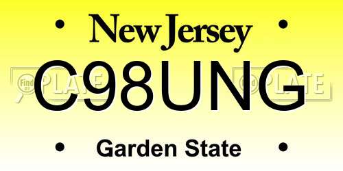 C98UNG New Jersey License Plate