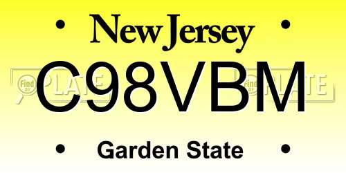 C98VBM New Jersey License Plate