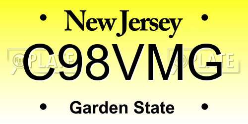 C98VMG New Jersey License Plate