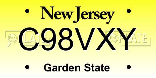 C98VXY New Jersey License Plate