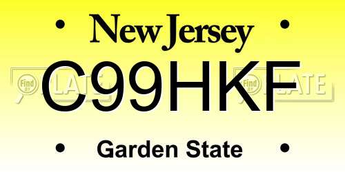 C99HKF New Jersey License Plate
