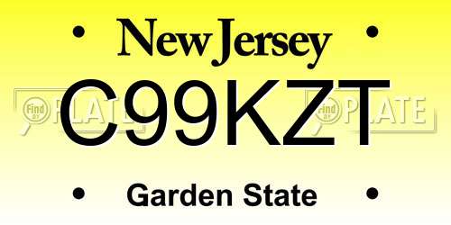 C99KZT New Jersey License Plate